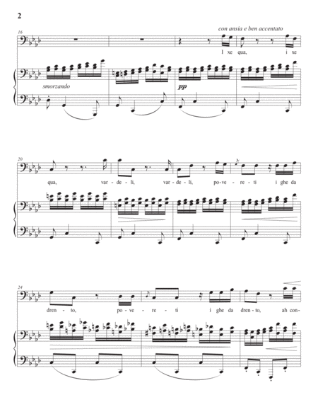 ROSSINI: Anzoleta co passa la regata (transposed to F minor, bass clef)
