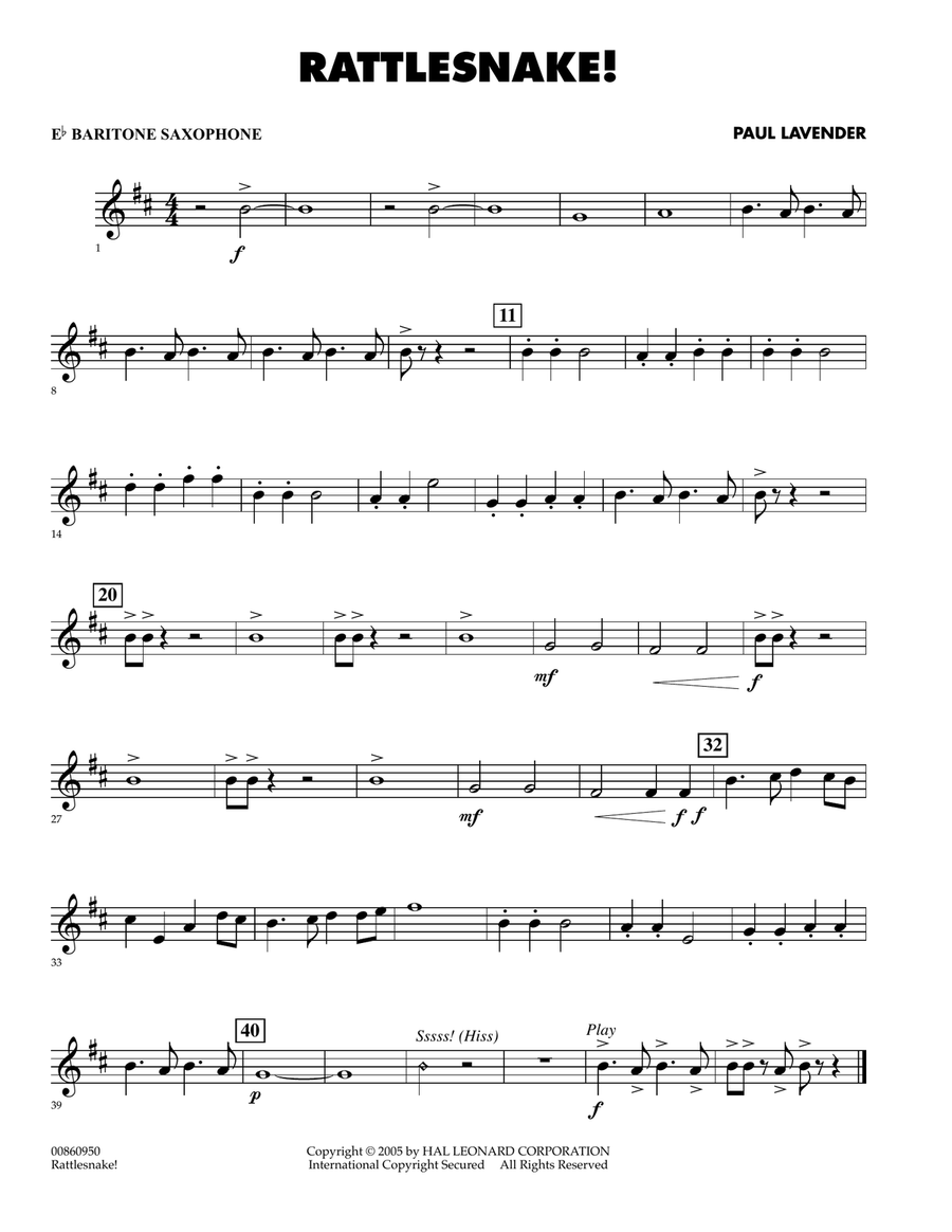 Rattlesnake! - Eb Baritone Saxophone