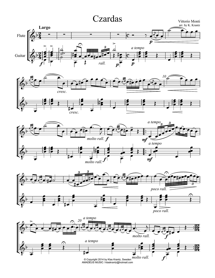 Czardas for flute and guitar Flute scores gallery preview page 2