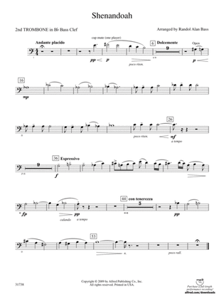 Book cover for Shenandoah: (wp) 2nd B-flat Trombone B.C.