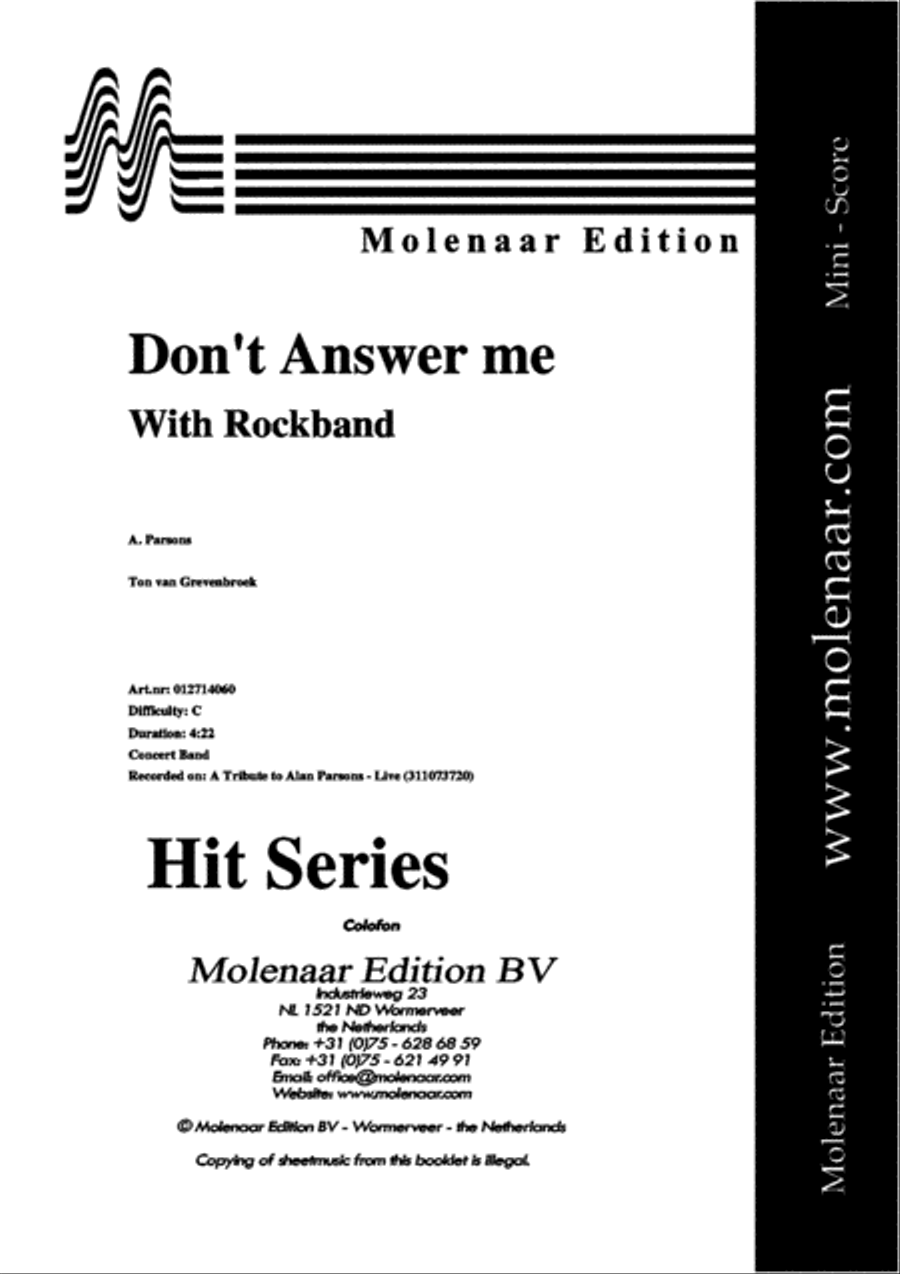 Don't Answer me Don't Answer me Concert Band scores gallery preview page 3