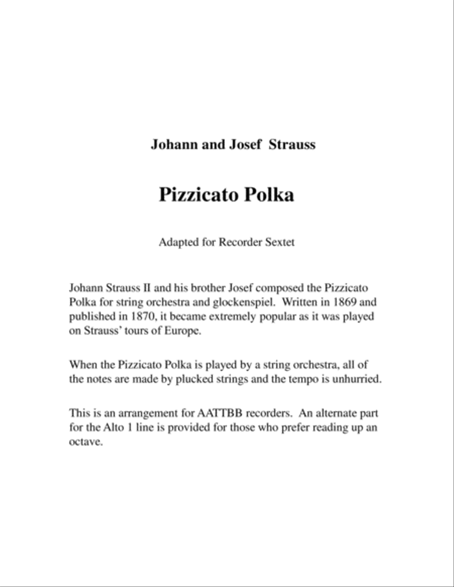 Pizzicato Polka for Recorder Sextet Recorder scores gallery preview page 2