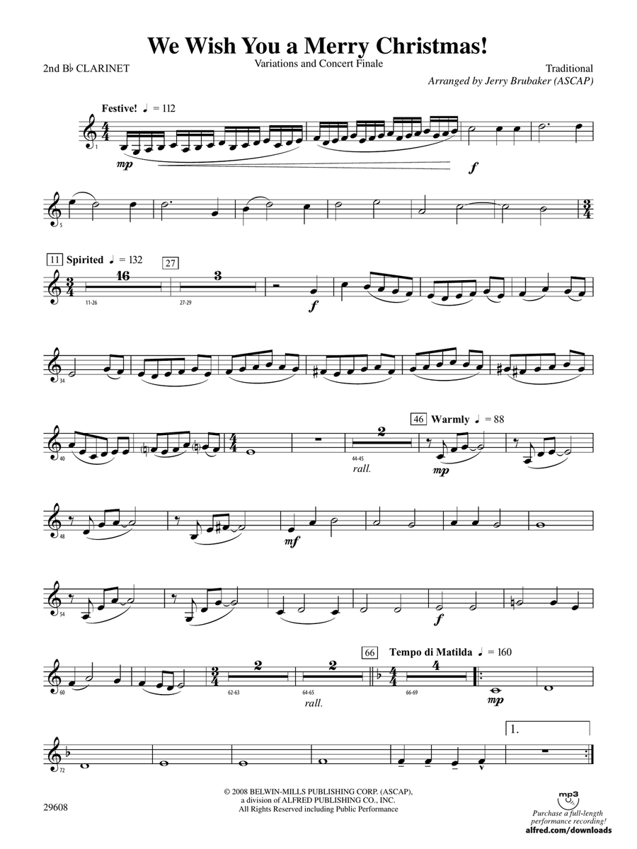 We Wish You a Merry Christmas!: 2nd B-flat Clarinet
