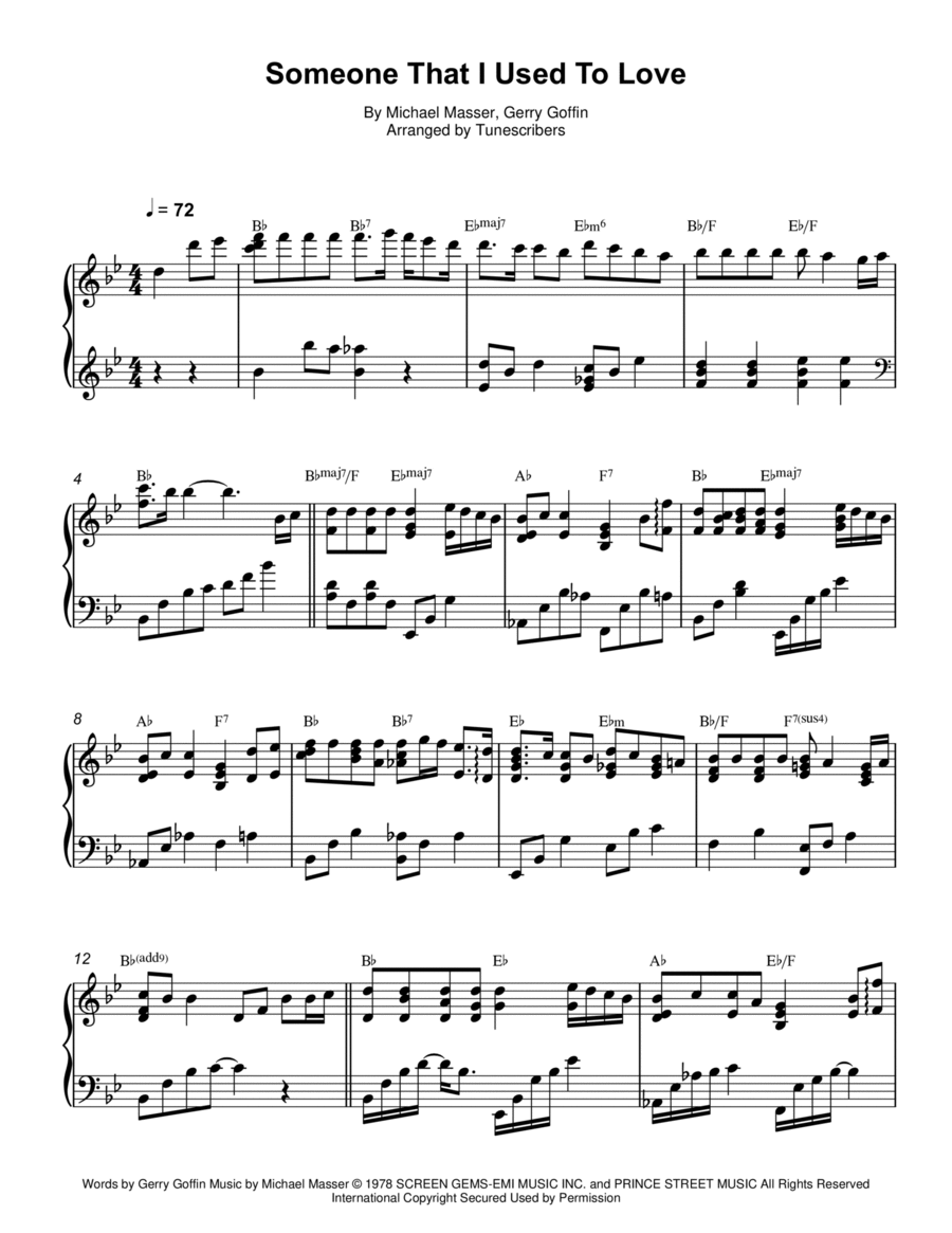 Someone That I Used To Love Piano Solo scores gallery preview page 1