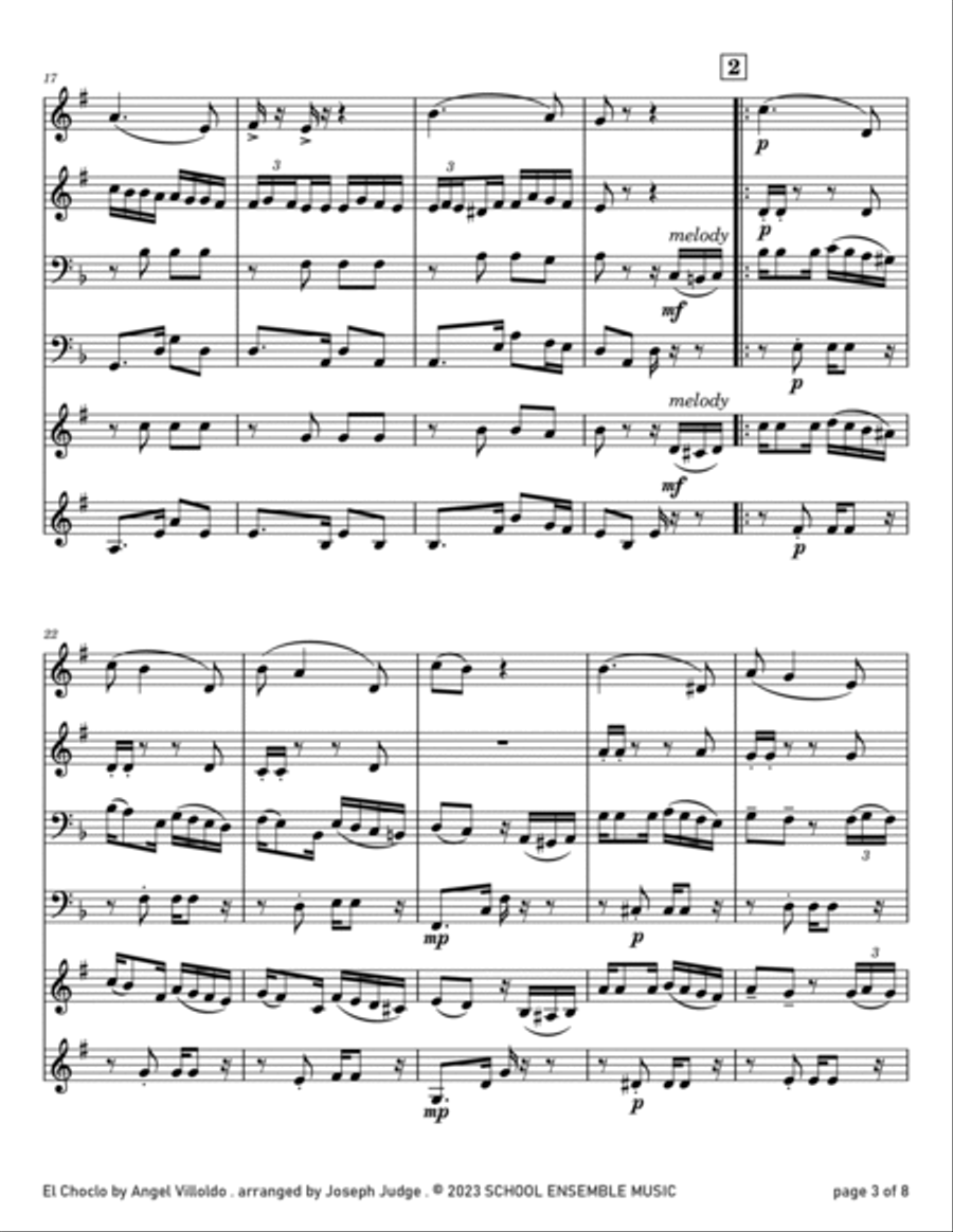 El Choclo by Villoldo for Brass Quartet in Schools Brass Quartet scores gallery preview page 3