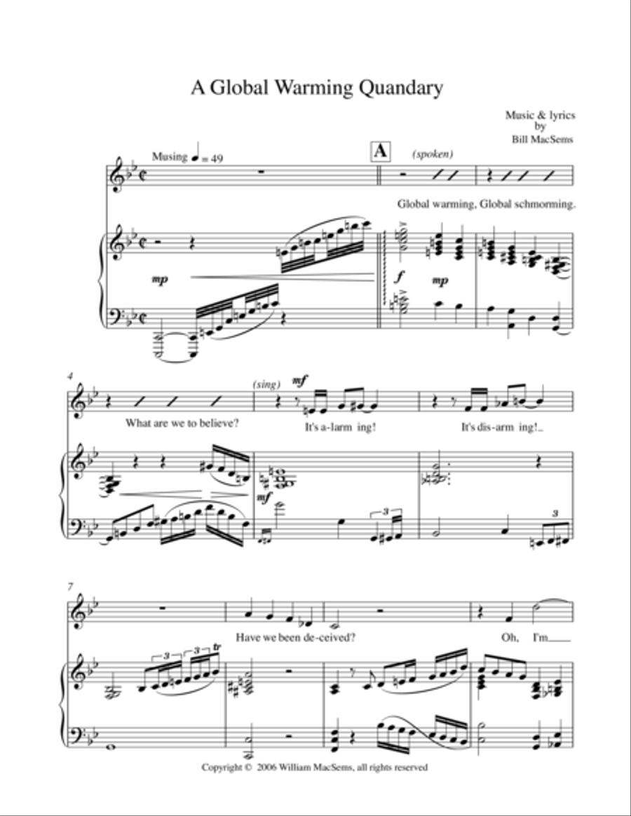 The Global Warming Quandry Voice Solo scores gallery preview page 1