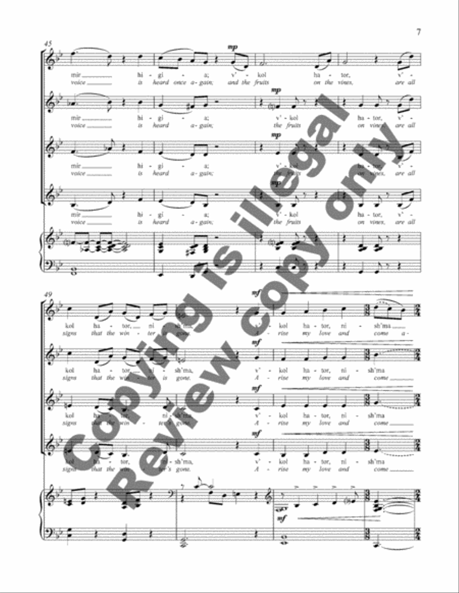 Songs of My Beloved: 3. Anah Dodi, V'amar Li (My Beloved Spoke to Me) SSAA scores gallery preview page 6