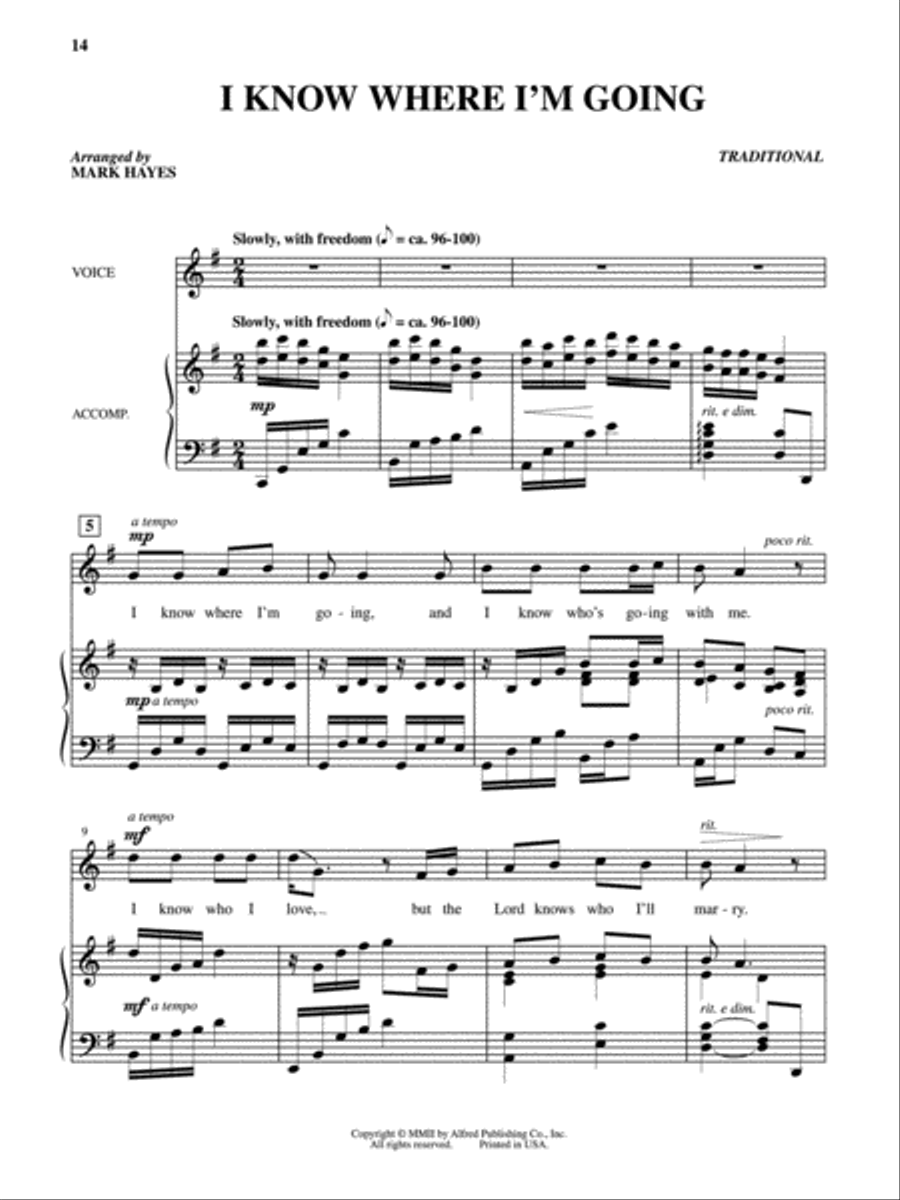 The Mark Hayes Vocal Solo Collection -- 10 Folk Songs for Solo Voice Medium-High Voice scores gallery preview page 4