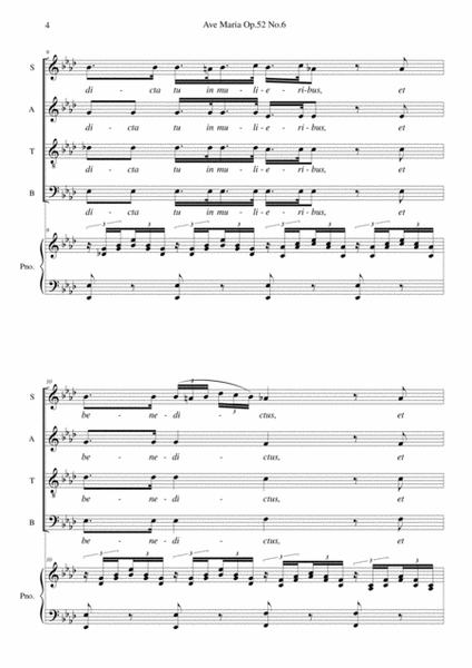 Schubert Ave Maria arranged for SATB choir and piano (or organ)