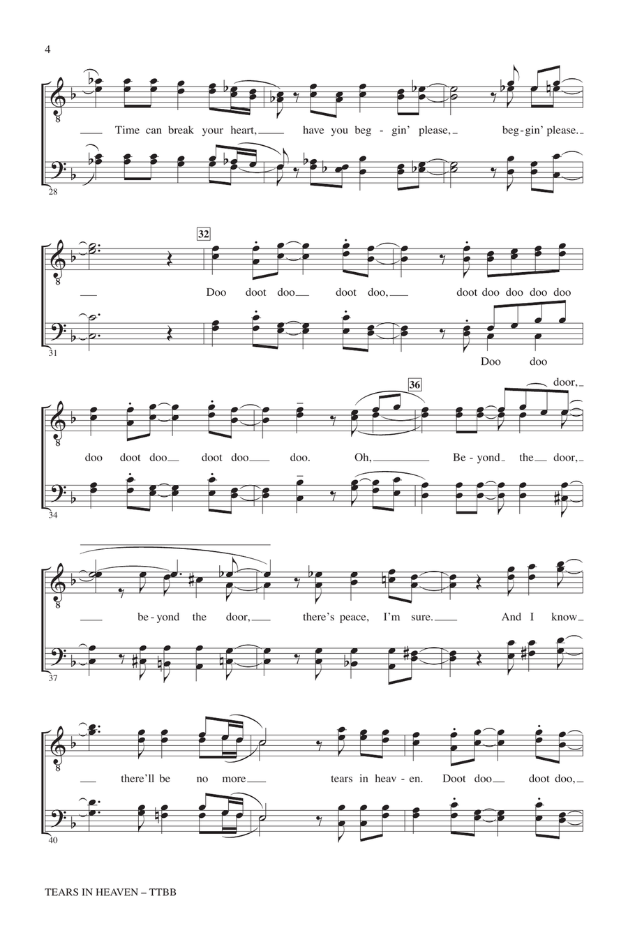 Tears In Heaven (arr. Kirby Shaw) TTBB scores gallery preview page 3