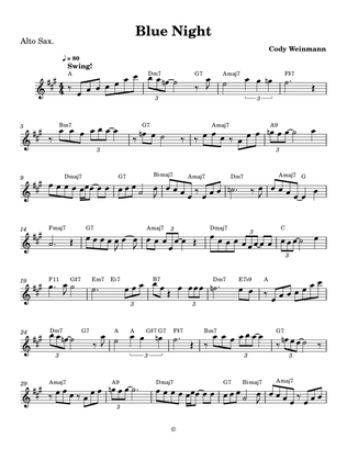 Blue Night--Cody Weinmann, Composer--Alto Sax Part