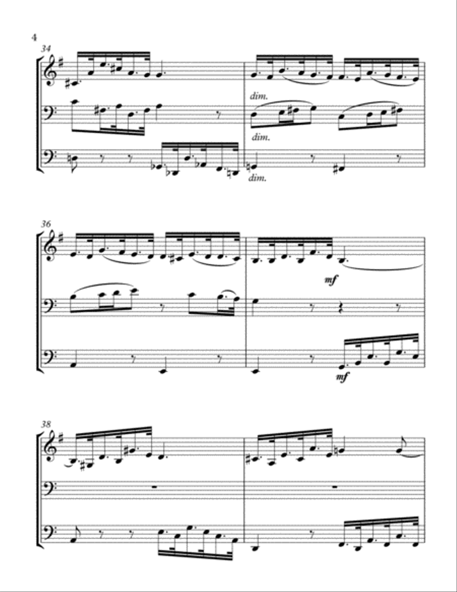 Larghetto from Terzetto Opus 74 by Antonin Dvořák Brass Ensemble scores gallery preview page 4