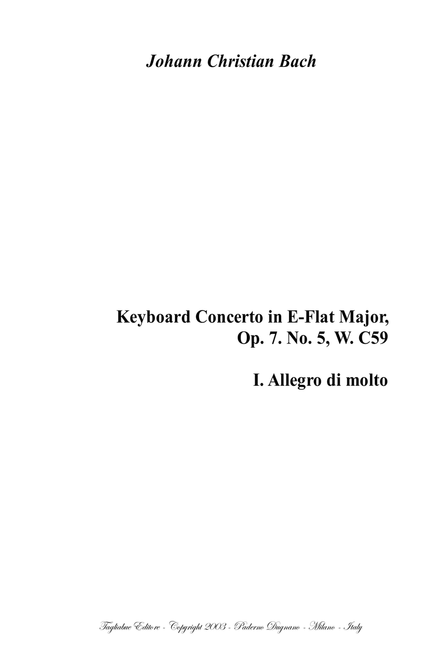 KEYBOARD CONCERTO in E-Flat Major - Op. 7. No. 5, W. C59 I. Allegro di molto Small Ensemble scores gallery preview page 1