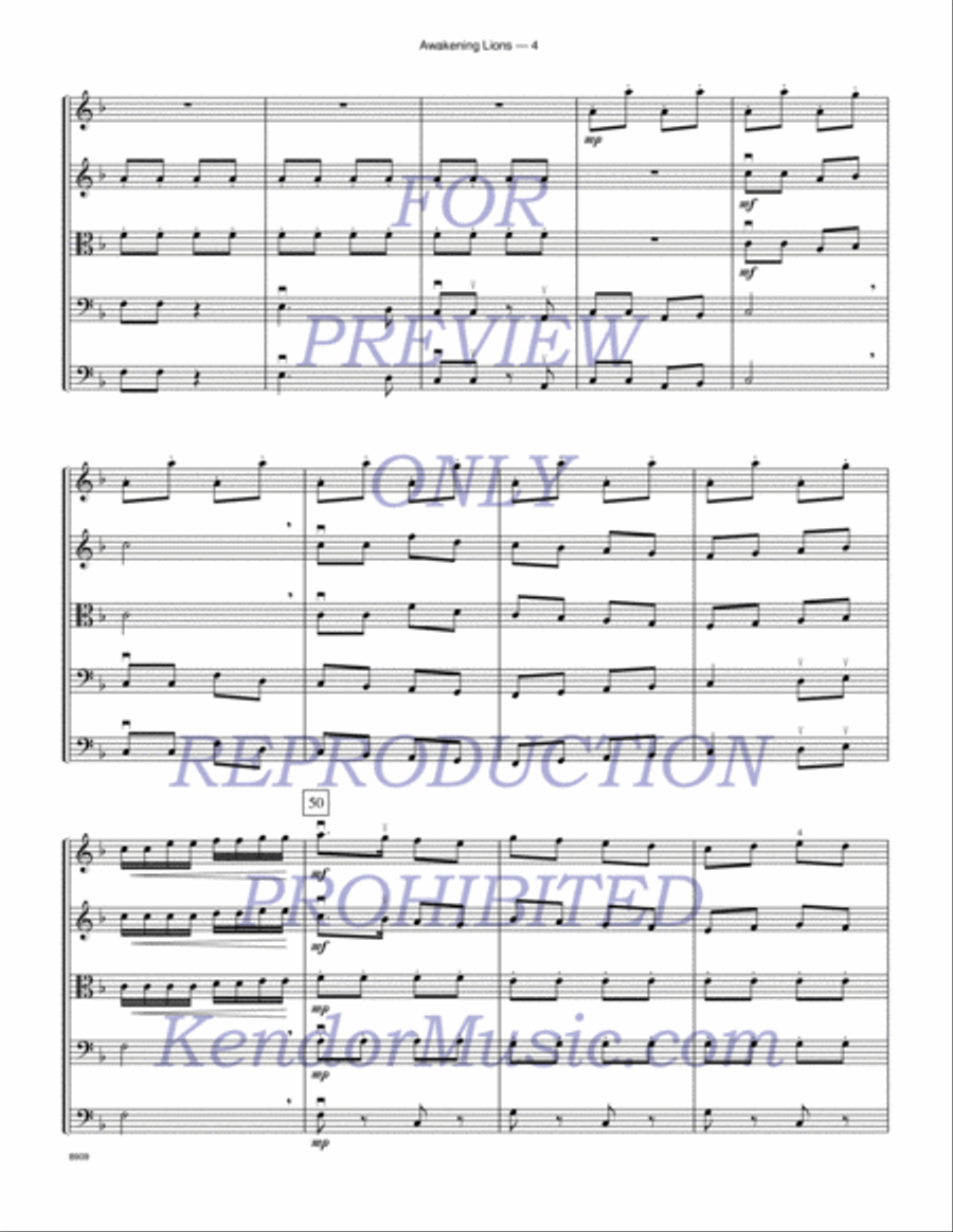 Awakening Lions (traditional Canton music) String Orchestra scores gallery preview page 5