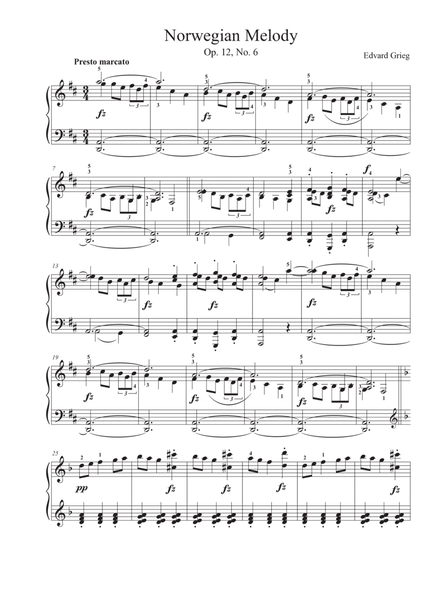 Norwegian Melody - Op. 12, No. 6 - Edvard Grieg image number null