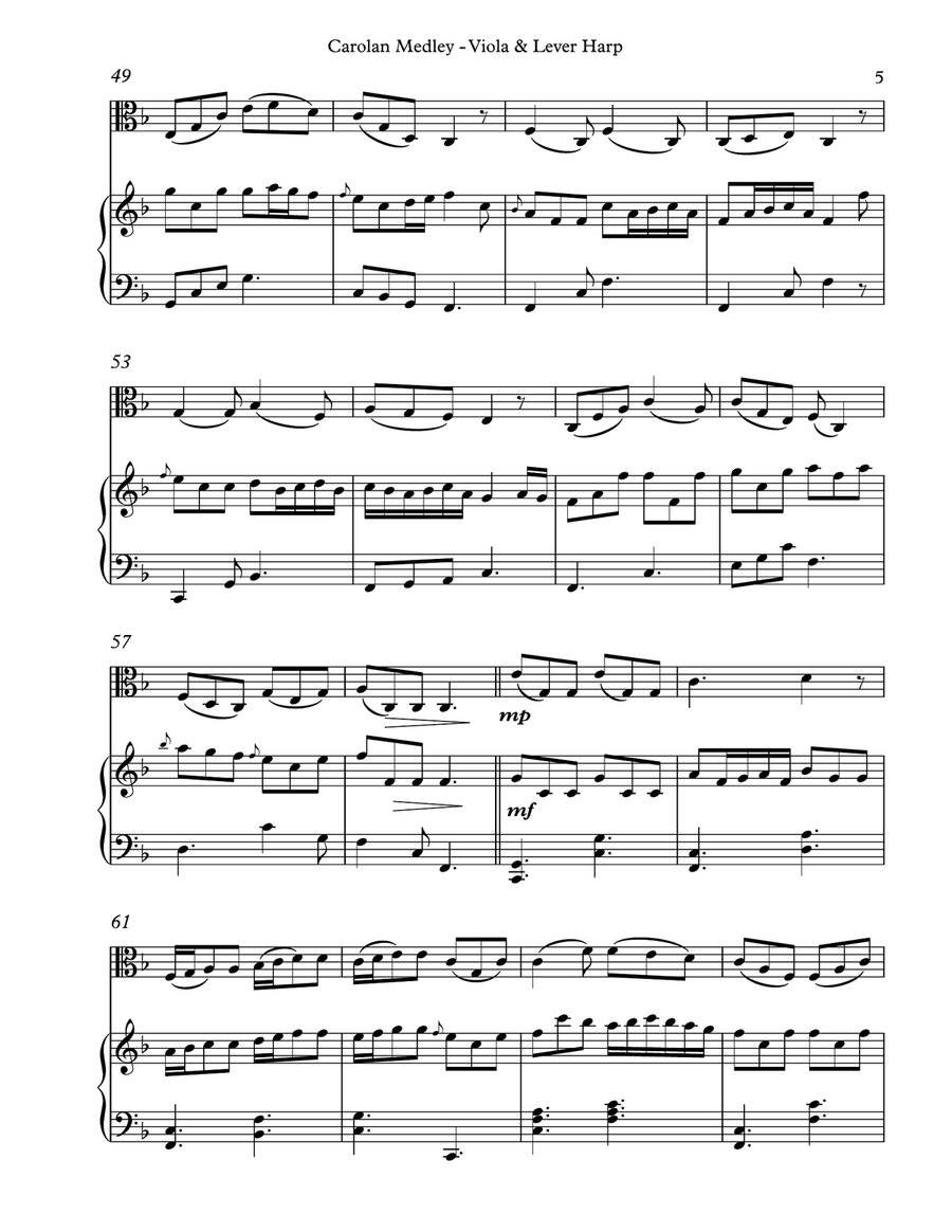 Carolan Medley, Duet for Viola & Lever Harp String Duet scores gallery preview page 5