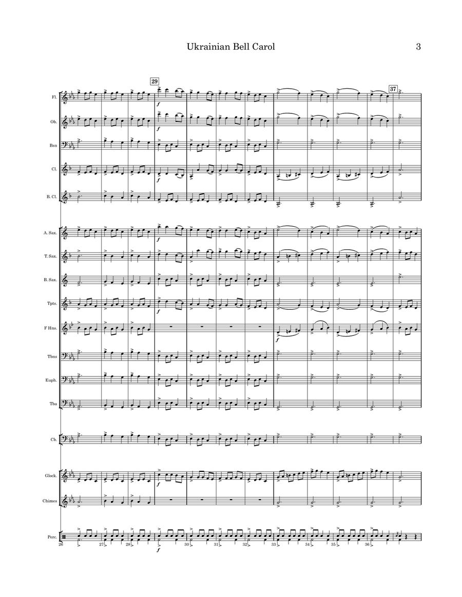 Ukrainian Bell Carol Concert Band scores gallery preview page 4