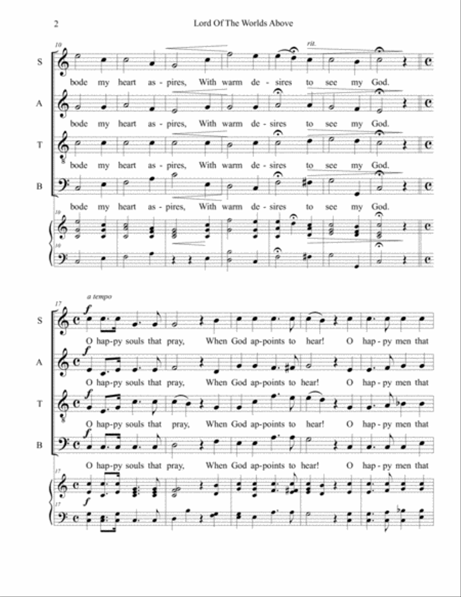 Lord Of The Worlds Above 4-Part scores gallery preview page 2
