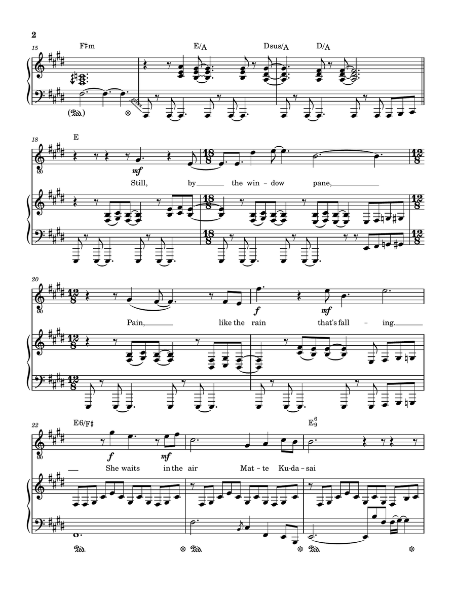 Matte Kudasai Piano, Vocal, Guitar scores gallery preview page 3