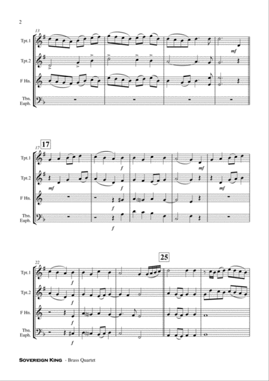 Sovereign King - Brass Quartet Score and Parts PDF Brass Quartet scores gallery preview page 3