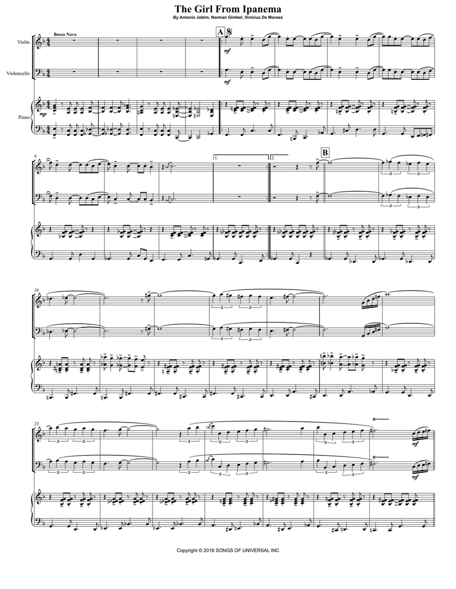 The Girl From Ipanema (garôta De Ipanema) Piano Trio scores gallery preview page 2