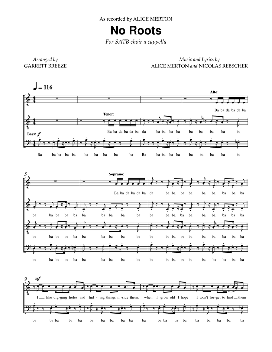No Roots 4-Part scores gallery preview page 1