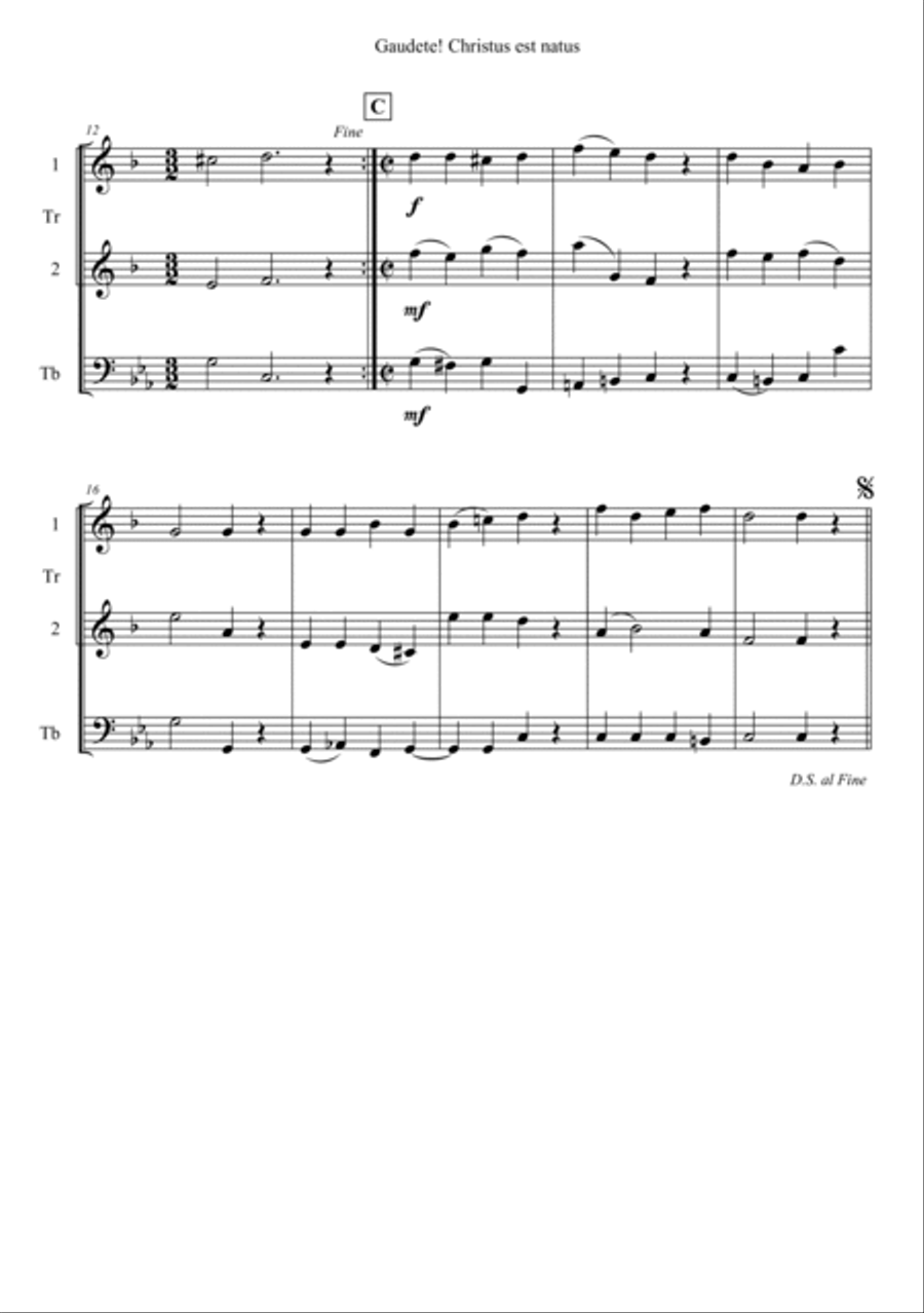 Gaudete! Christus Est Natus Trombone scores gallery preview page 2
