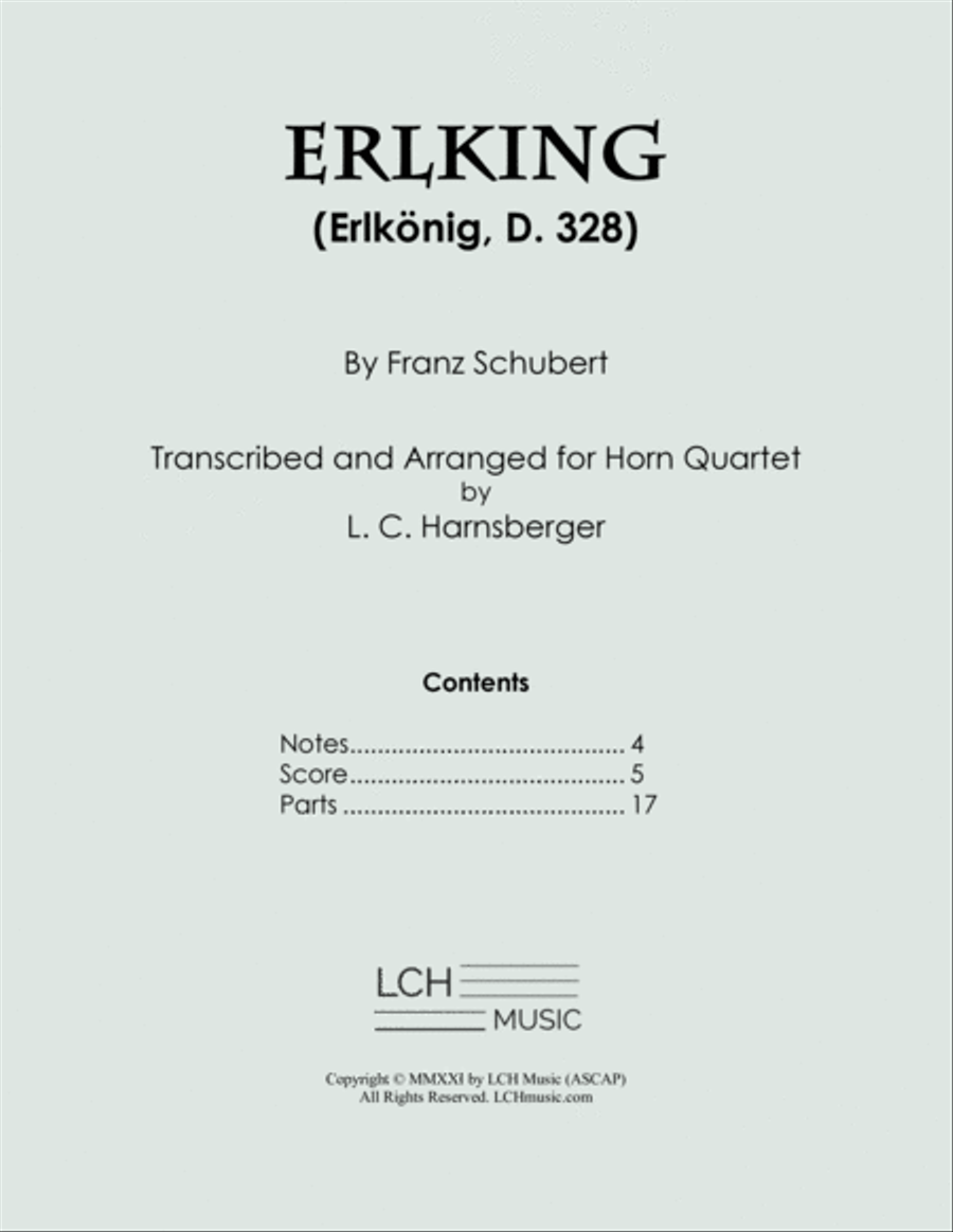 Erlking for Horn Quartet (Erlkönig, D. 328) French Horn Quartet scores gallery preview page 3