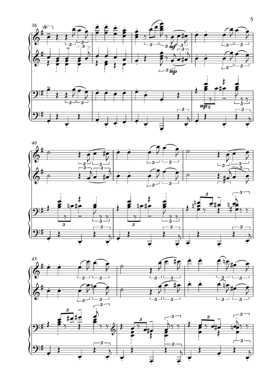 Jingle Bells (Piano Duet - Four Hands) Piano Duet scores gallery preview page 5