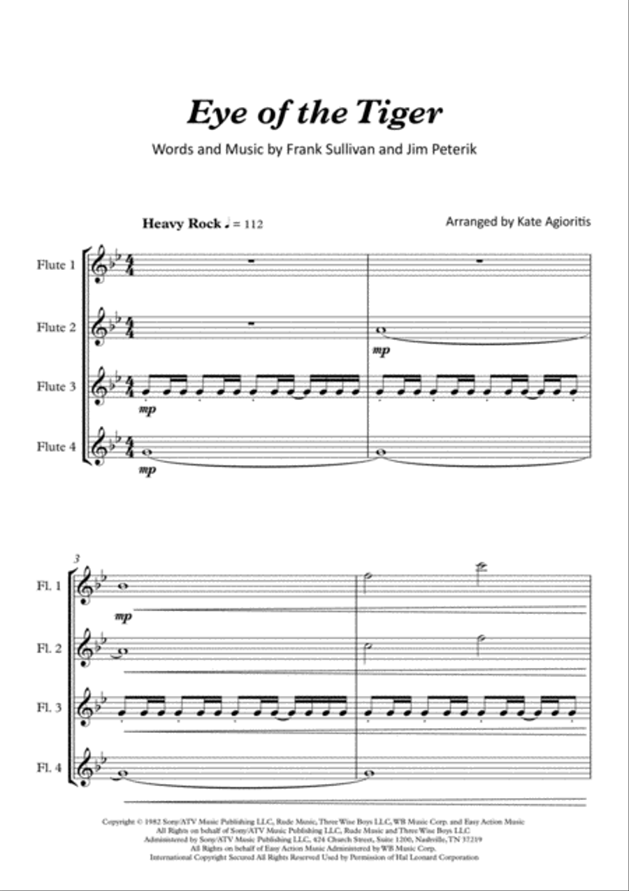 Eye Of The Tiger Flute Quartet scores gallery preview page 2
