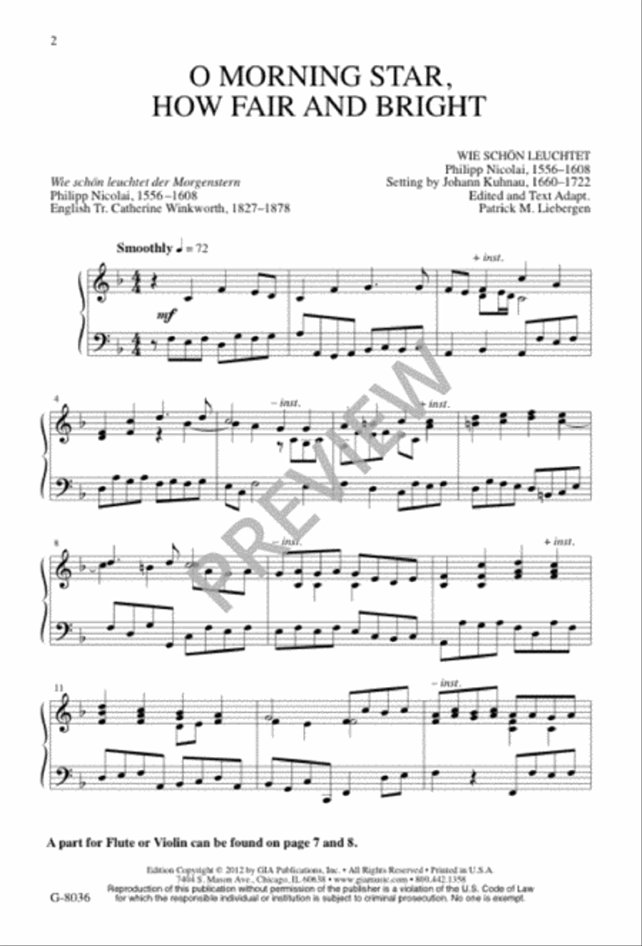 O Morning Star, How Fair and Bright 4-Part scores gallery preview page 2