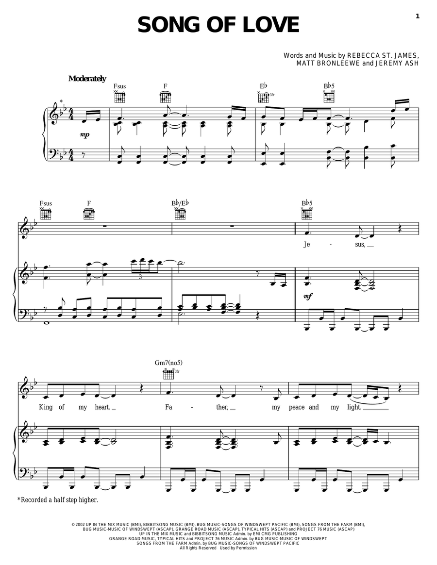 Song Of Love Song Of Love Piano, Vocal, Guitar scores gallery preview page 1