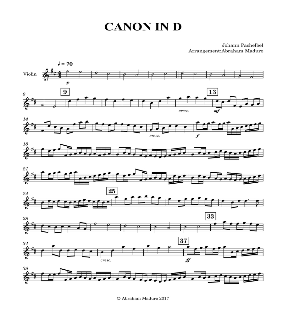 Canon In D Violin Cello Duet String Duet scores gallery preview page 5