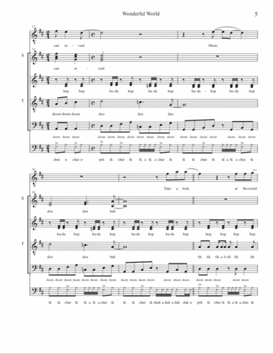 Wonderful World, Beautiful People 4-Part scores gallery preview page 5