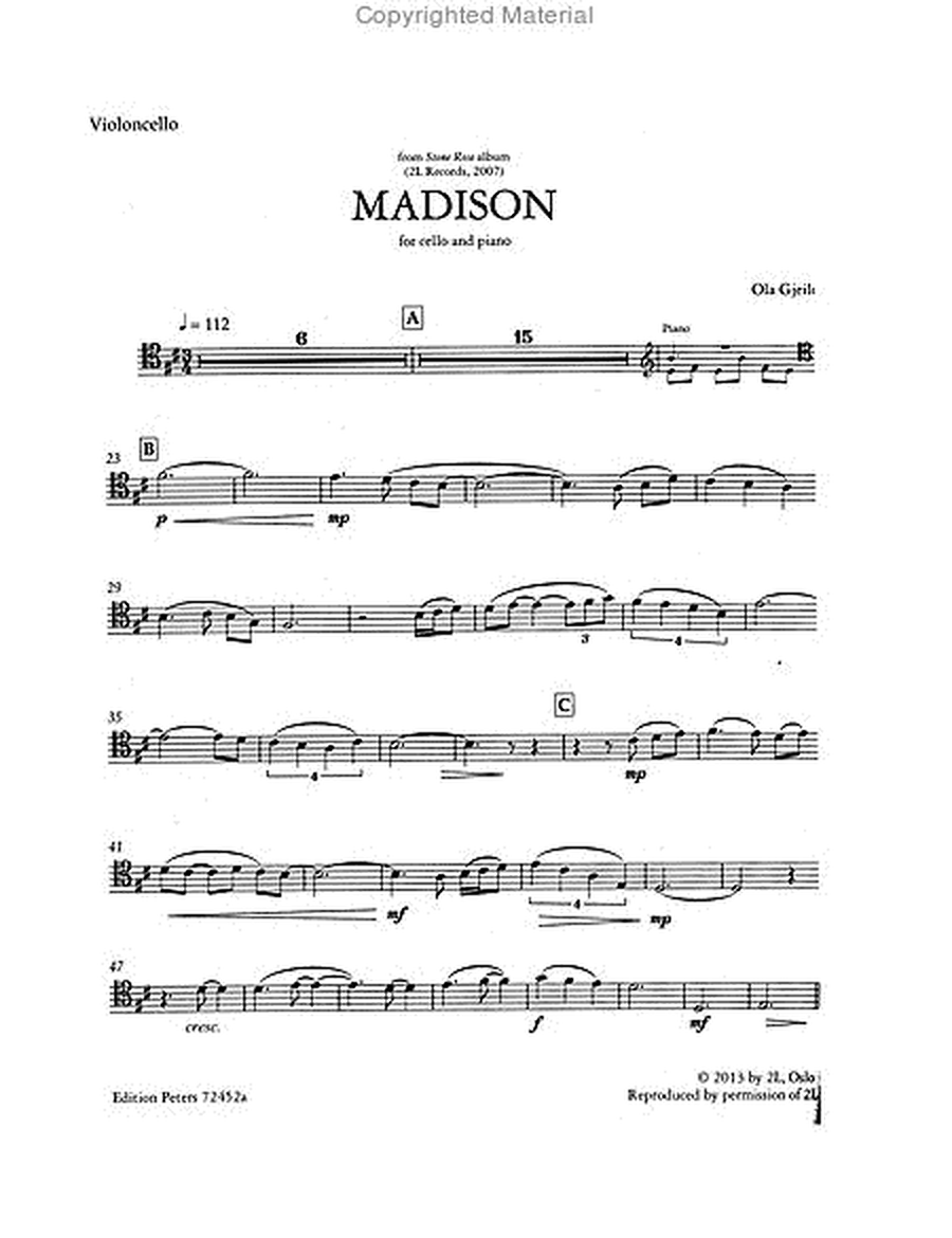 Madison from Stone Rose for Cello and Piano
