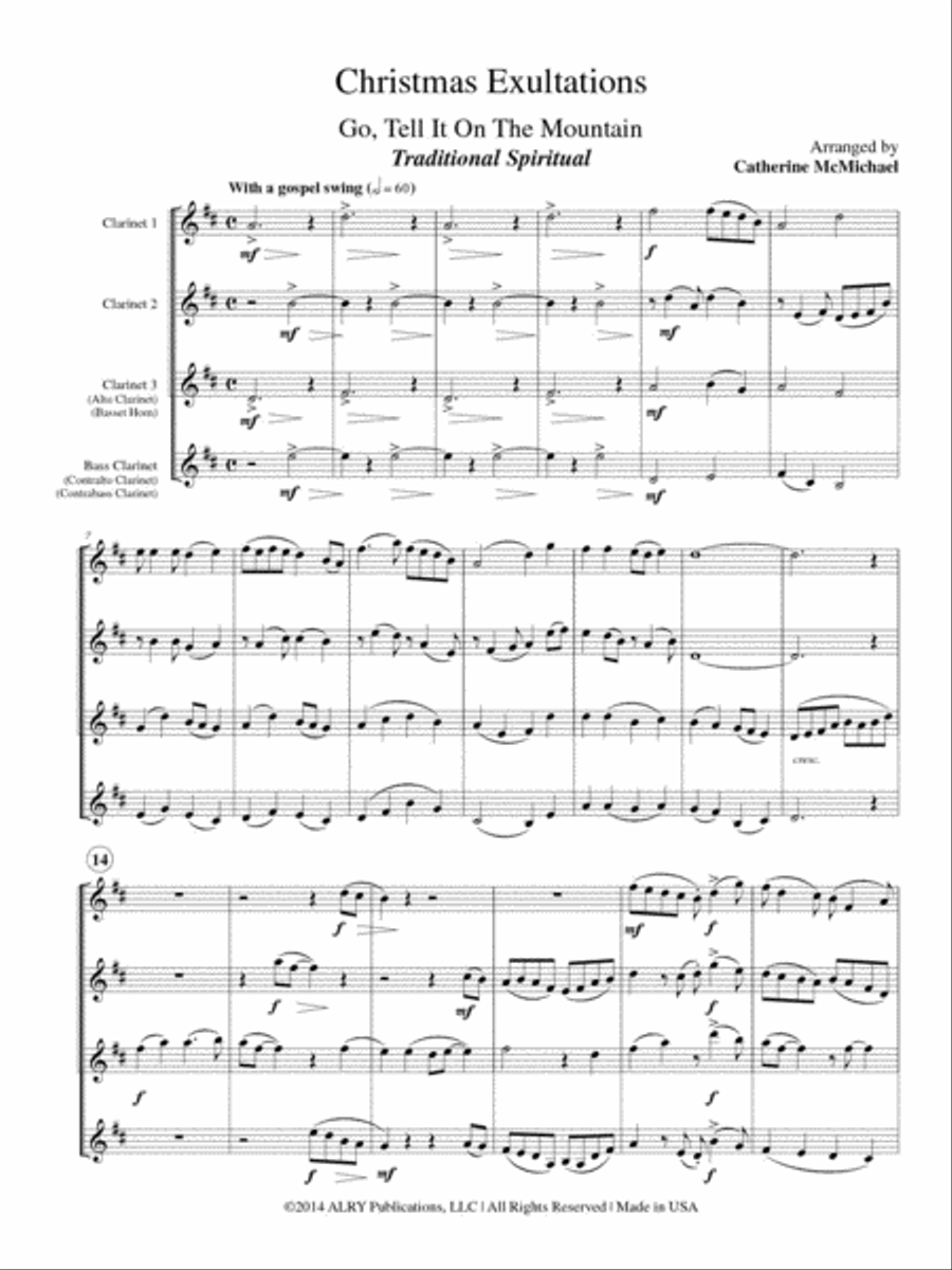 Christmas Exultations for Clarinet Quartet Clarinet Quartet scores gallery preview page 2