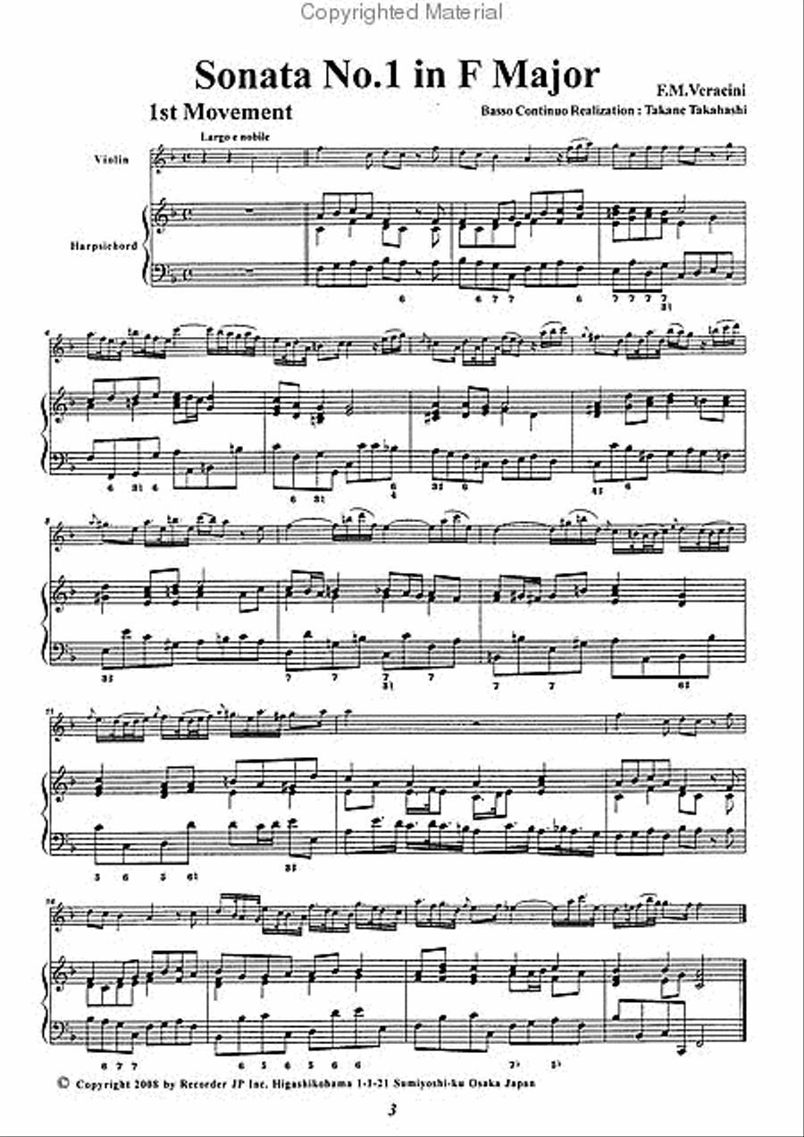 Sonata No. 1 in F Major Violin scores gallery preview page 3