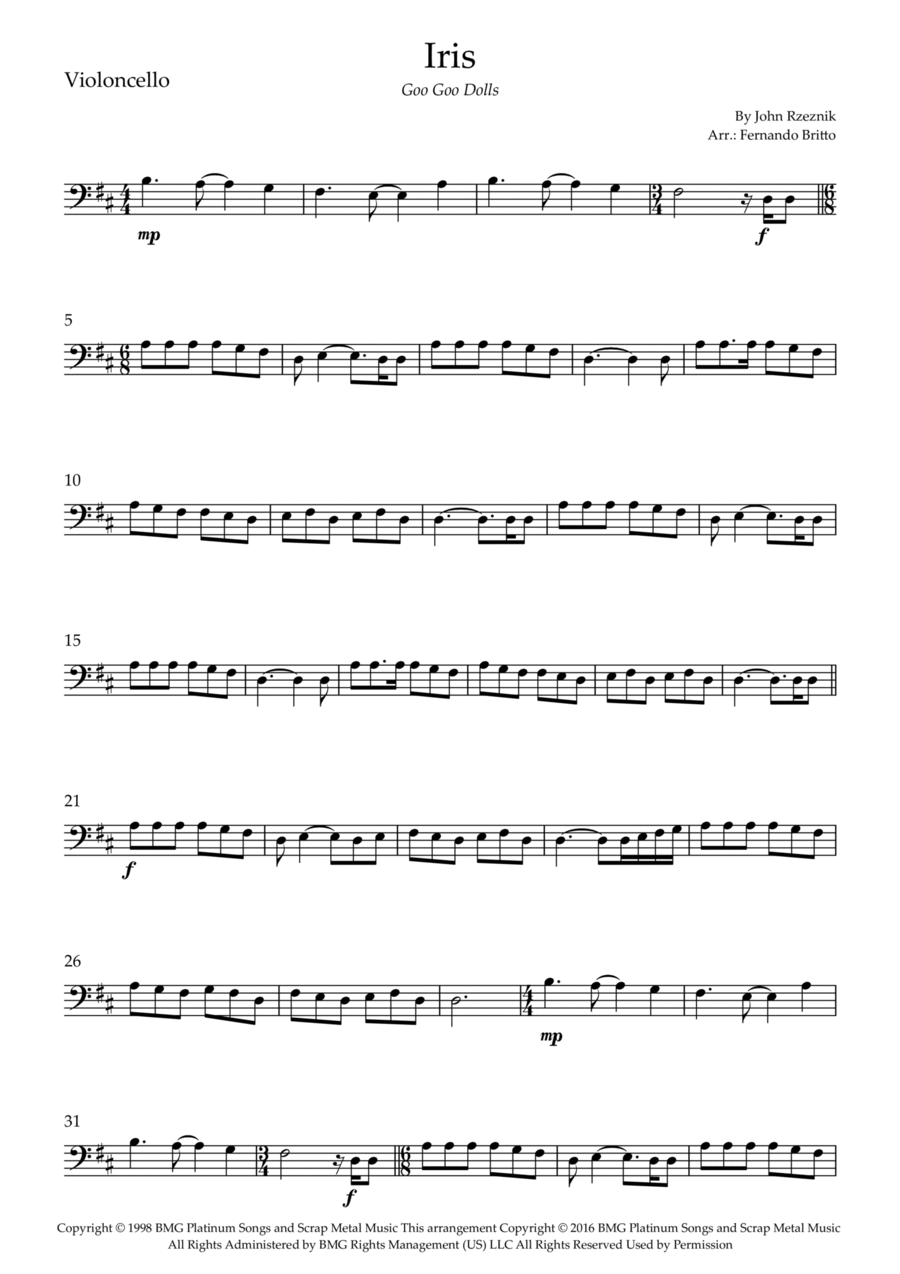 Iris Cello Solo scores gallery preview page 1