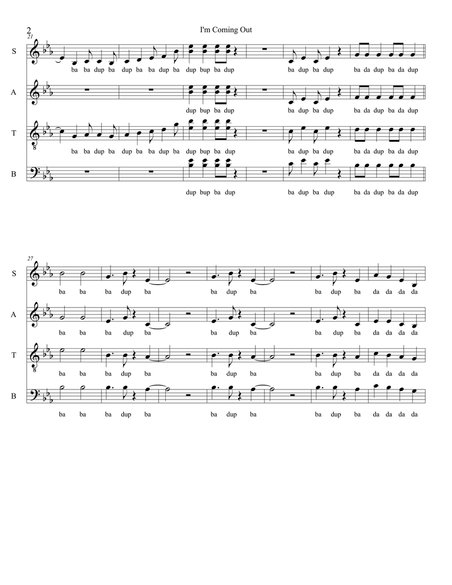 I'm Coming Out 4-Part scores gallery preview page 2