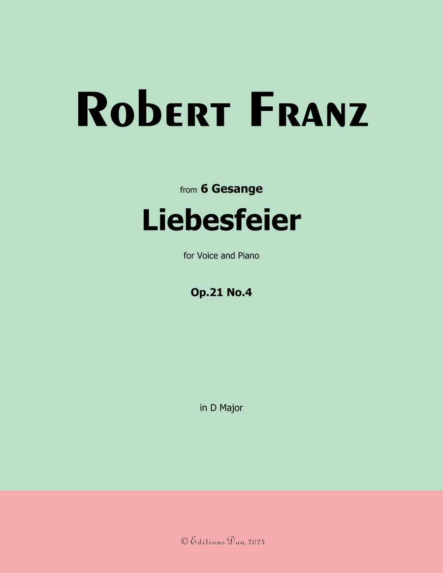 Liebesfeier, by Robert Franz, in D Major Voice scores gallery preview page 1