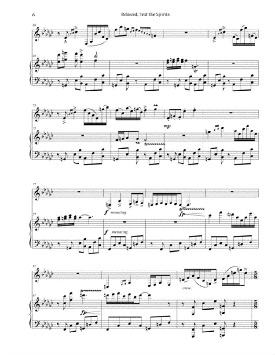 Beloved, Test the Spirits (sacred piece for clarinet and piano) Clarinet Solo scores gallery preview page 6