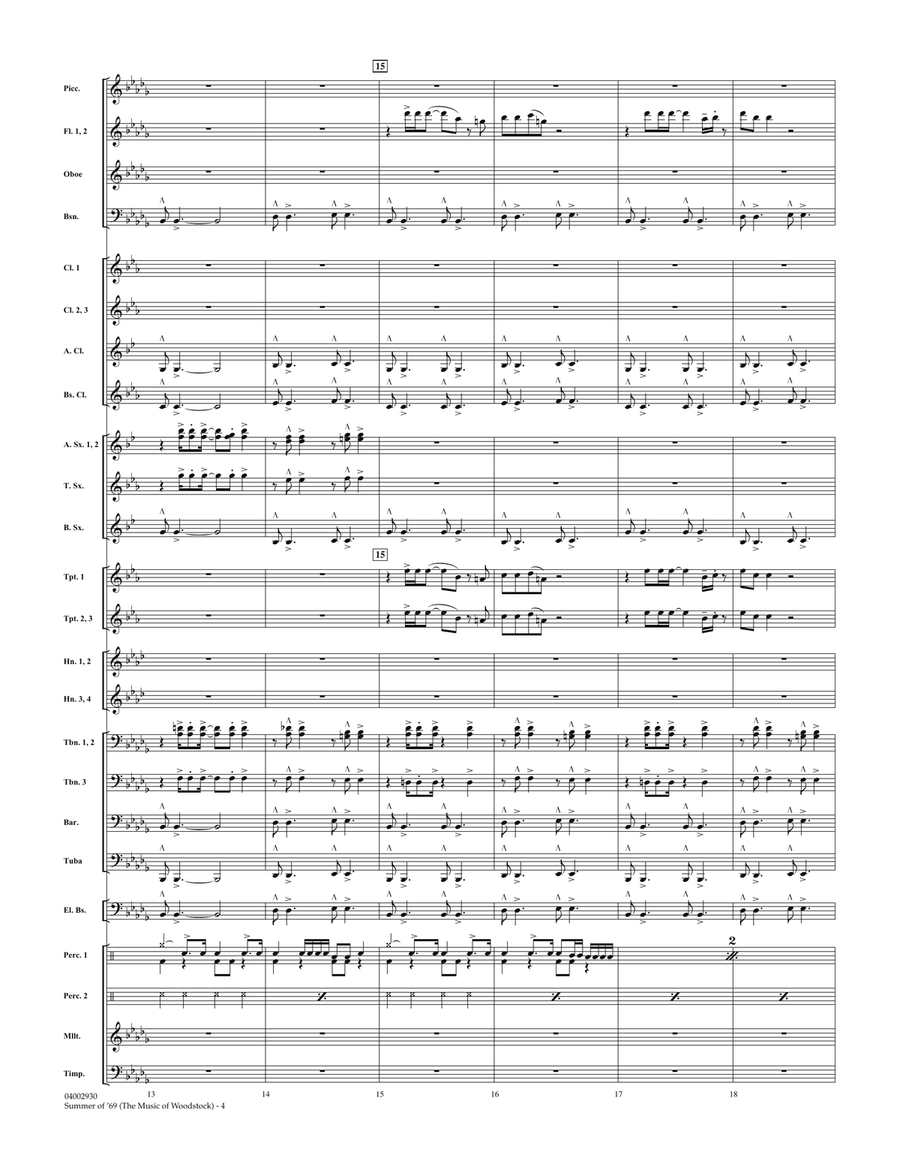 Summer Of '69 (The Music Of Woodstock) - Full Score Concert Band scores gallery preview page 4
