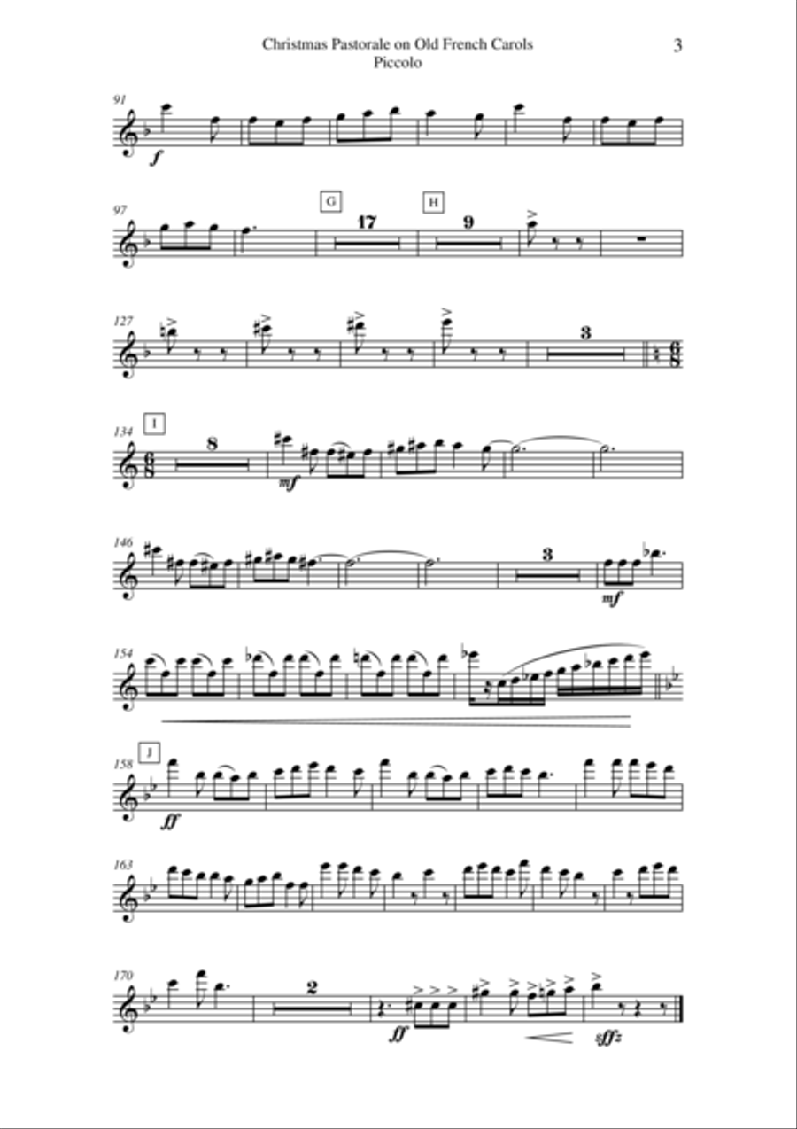 Paul Wehage: Christmas Pastorale on Old French Carols for concert band, complete woodwind parts Concert Band scores gallery preview page 3