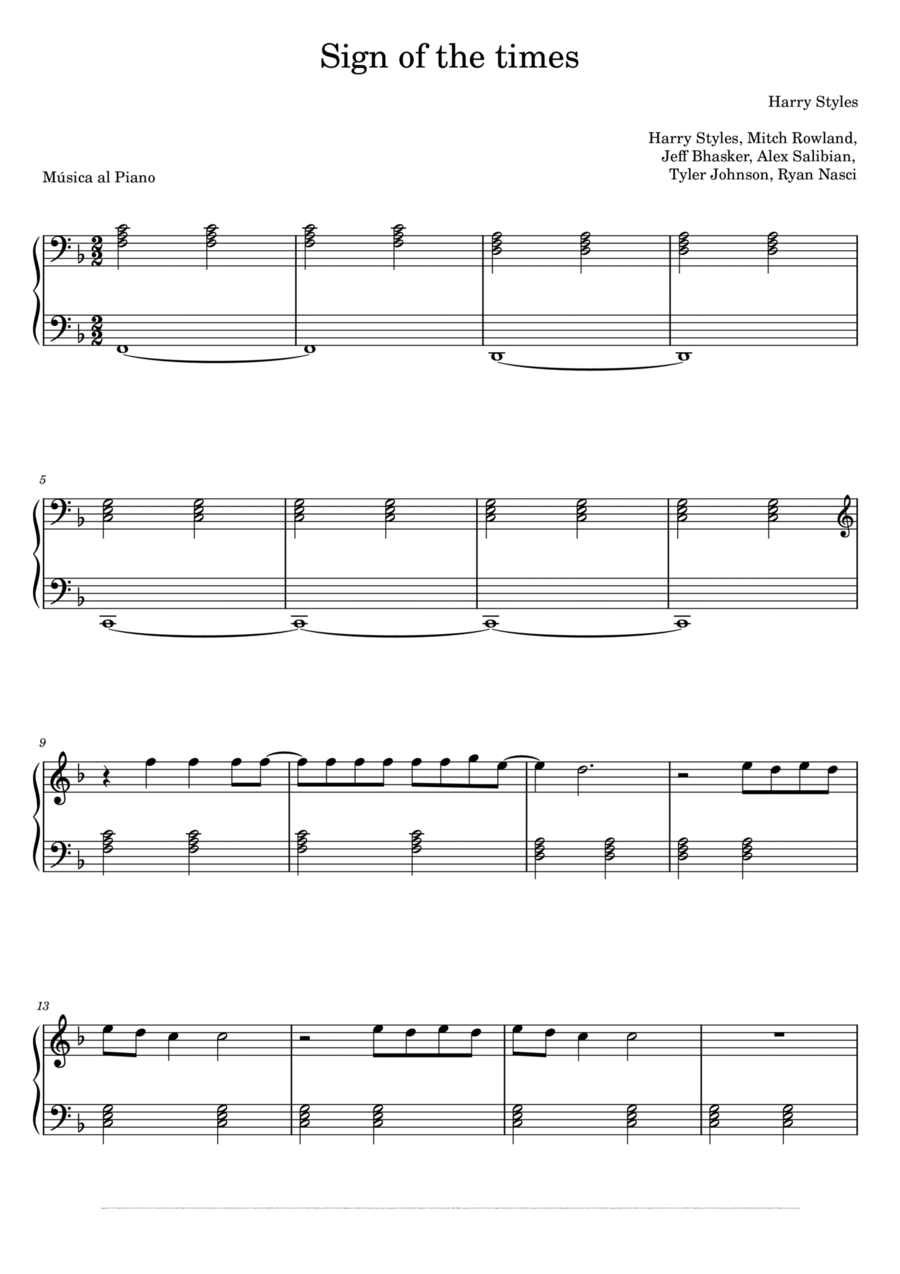 Sign Of The Times Piano Solo scores gallery preview page 1