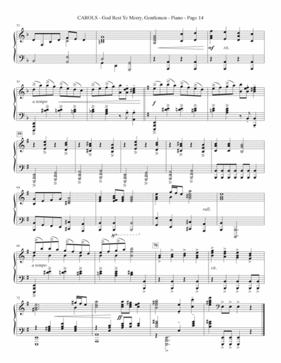Carols (A Cantata for Congregation and Choir) (String Quartet) - Piano