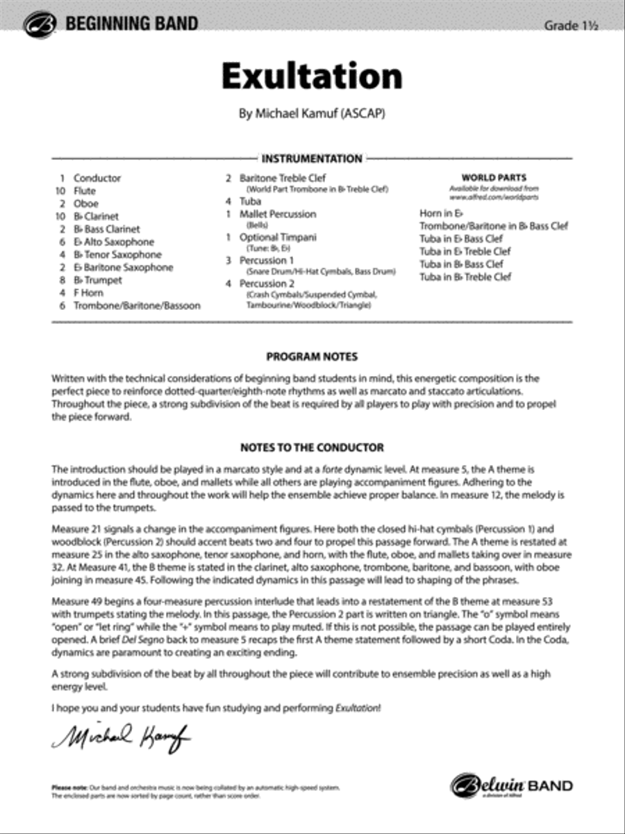 Exultation: Score Concert Band scores gallery preview page 1