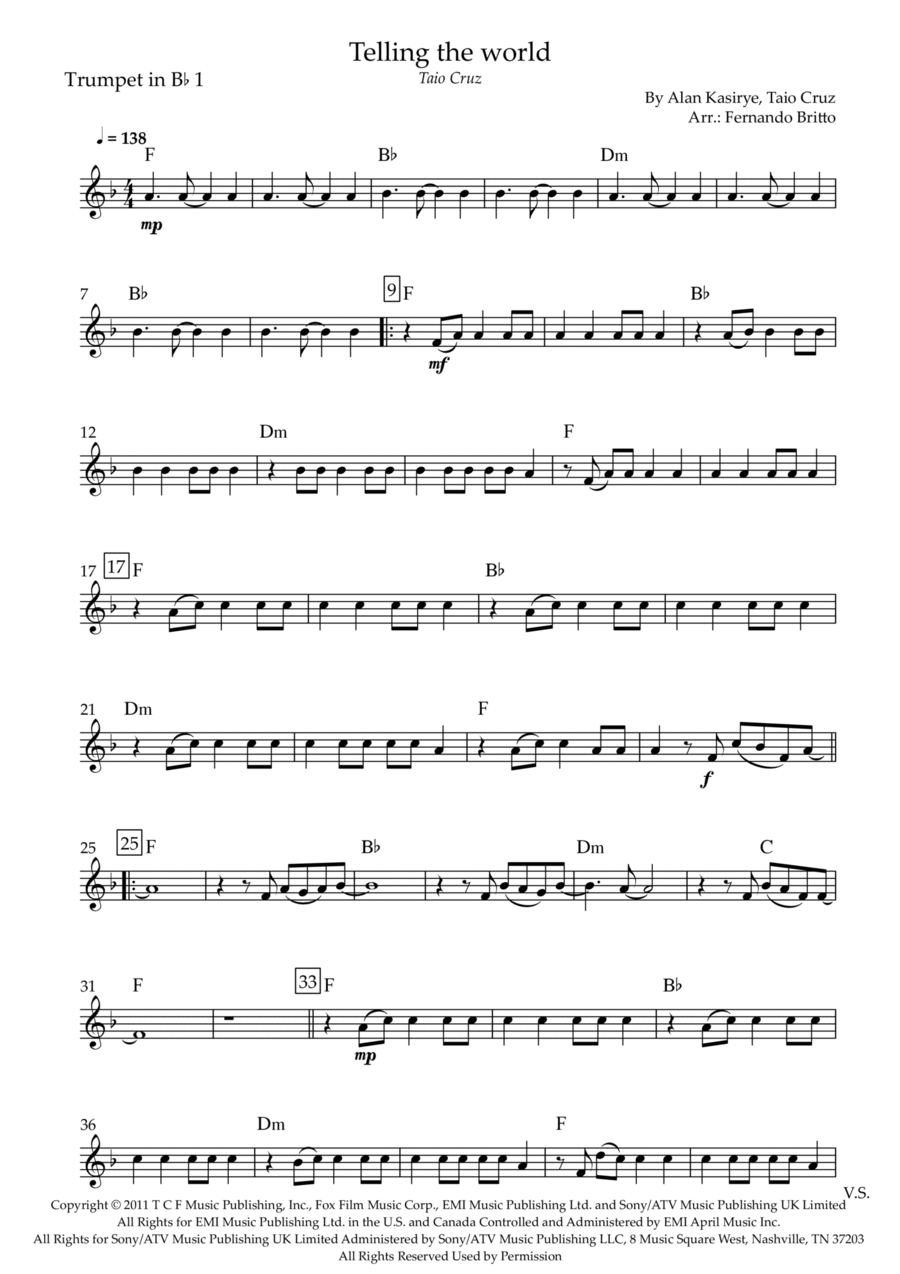 Telling The World Trumpet Solo scores gallery preview page 1