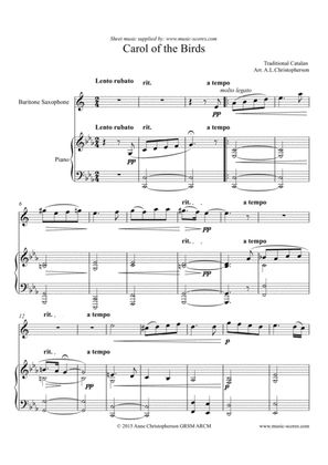 Carol of the Birds - Baritone Sax and Piano