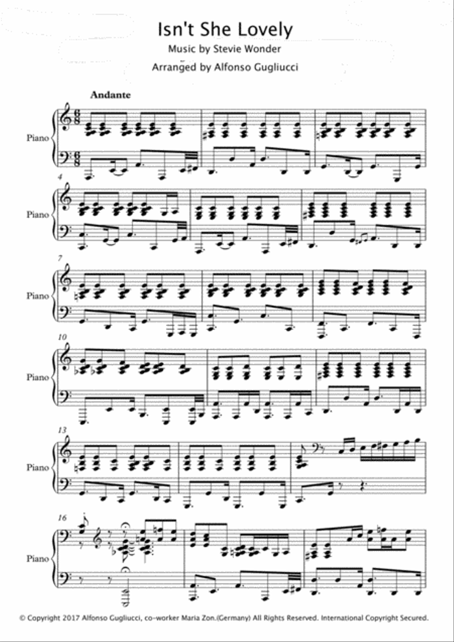 Isn't She Lovely Isn't She Lovely Small Ensemble scores gallery preview page 1