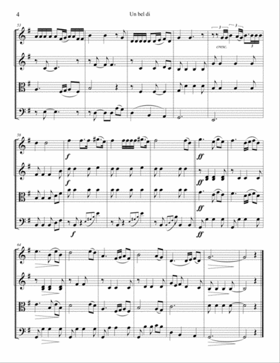 Un bel di, vedremo Un bel di, vedremo String Quartet scores gallery preview page 5